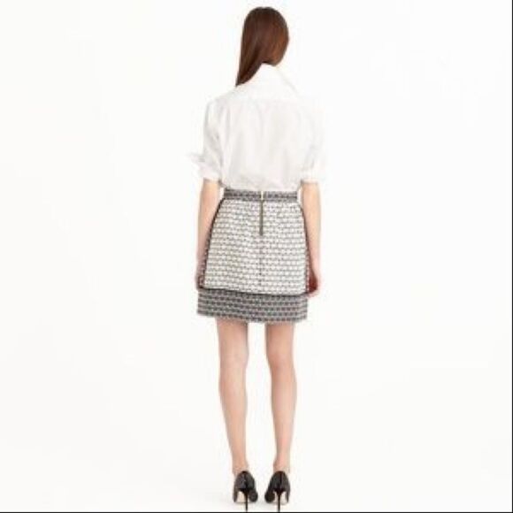 J Crew Textured Multi Print White and Black Skirt - Picture 2 of 8